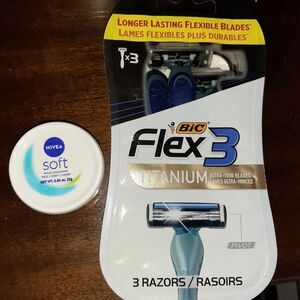 Bic Flex 3 Titanium Mens Disposable Razors Nivea Face And Hand Cream Pocket Size